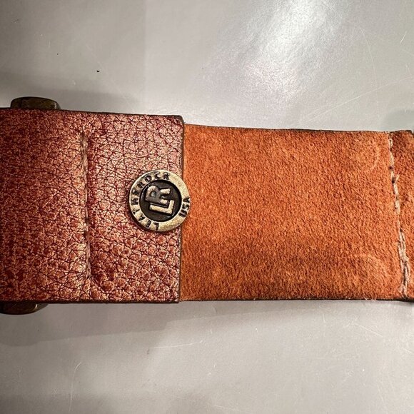 LeatheRock Leather Studded Western Belt Interlocking Chain Links Y2K Boho - Picture 6 of 16